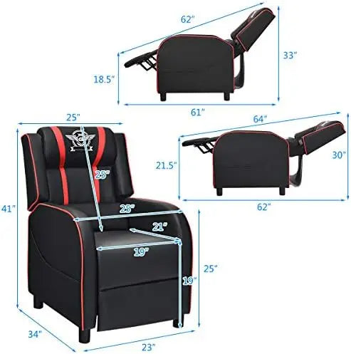 (Local US Inventory)Adjustable Massage Gaming Recliner Chair for Adults Ergonomic Leather Lounge a with Footrest Remote Control