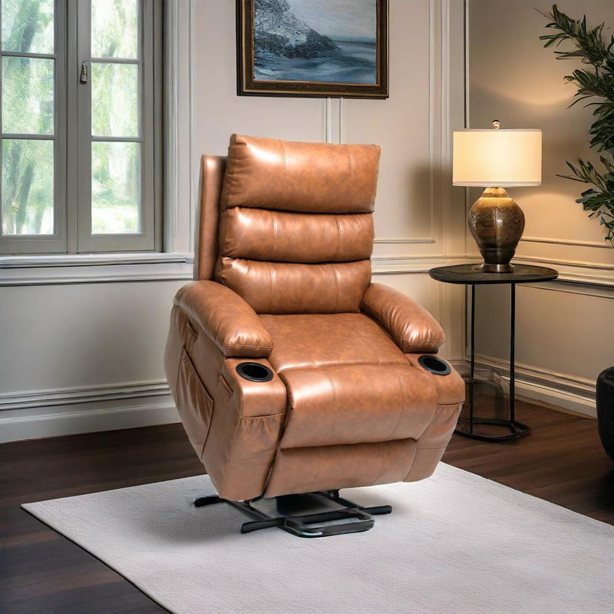 Large Size Electric Power Lift Recliner Chair Sofa With 8 Point Vibration Massage And Lumbar Heat