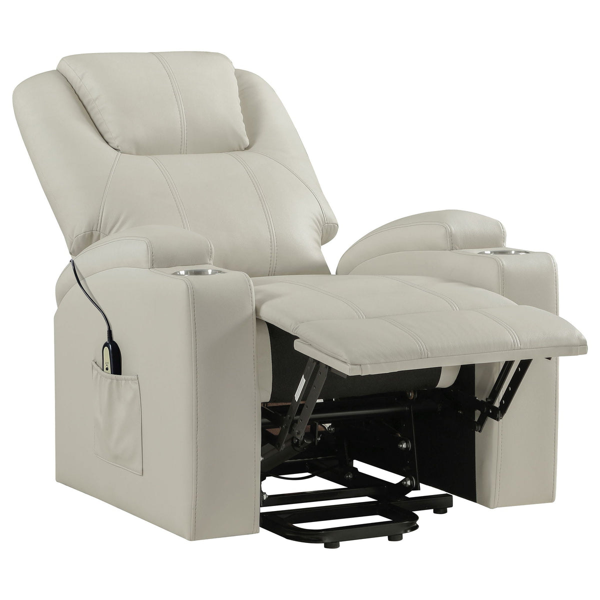 Armstrong Upholstered Power Lift Massage Recliner Ivory