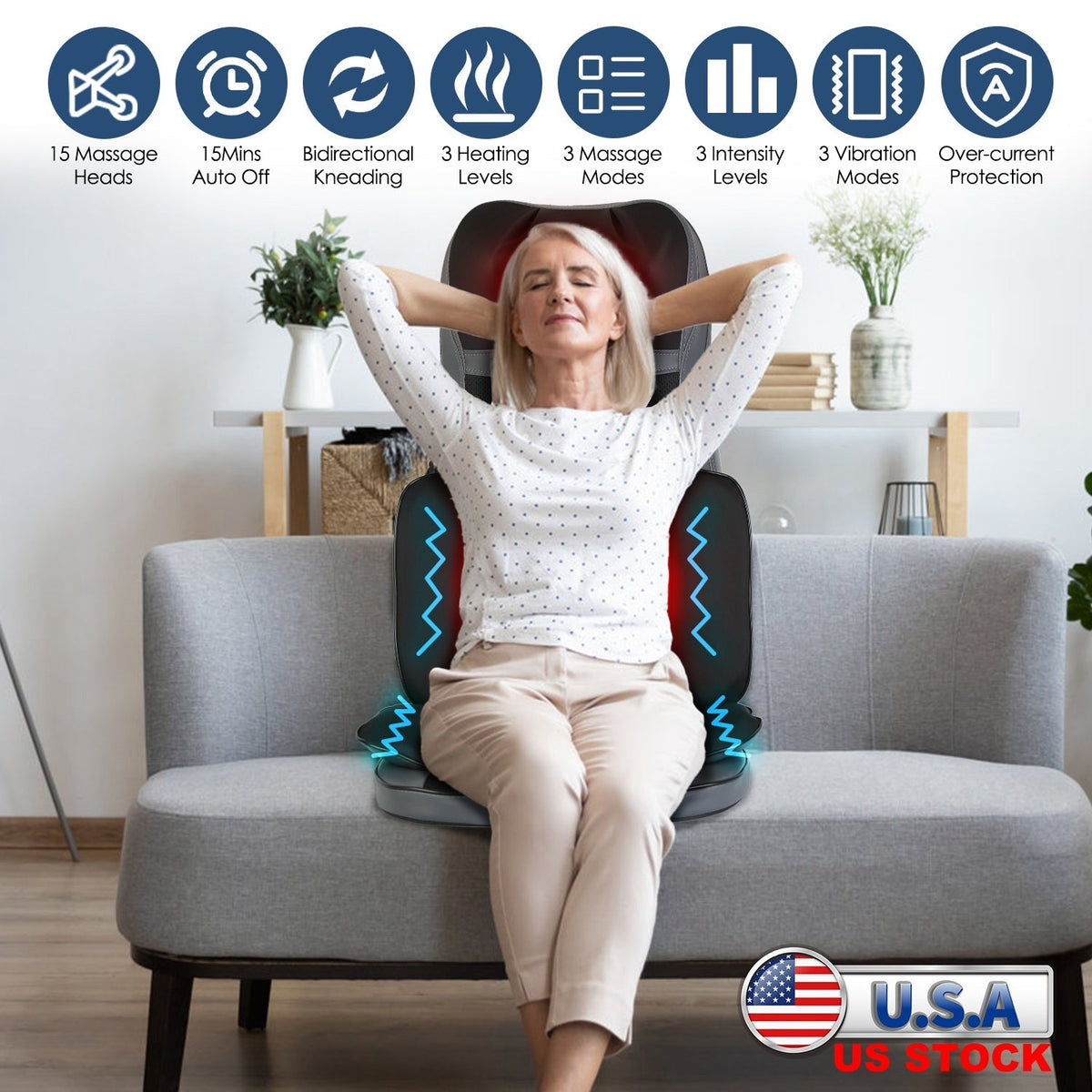 Shiatsu Neck Back Massager With Heat Full Body 3D Kneading Massage Chair Pad Multifunctional Massage Pad for Home Car Driver Seat