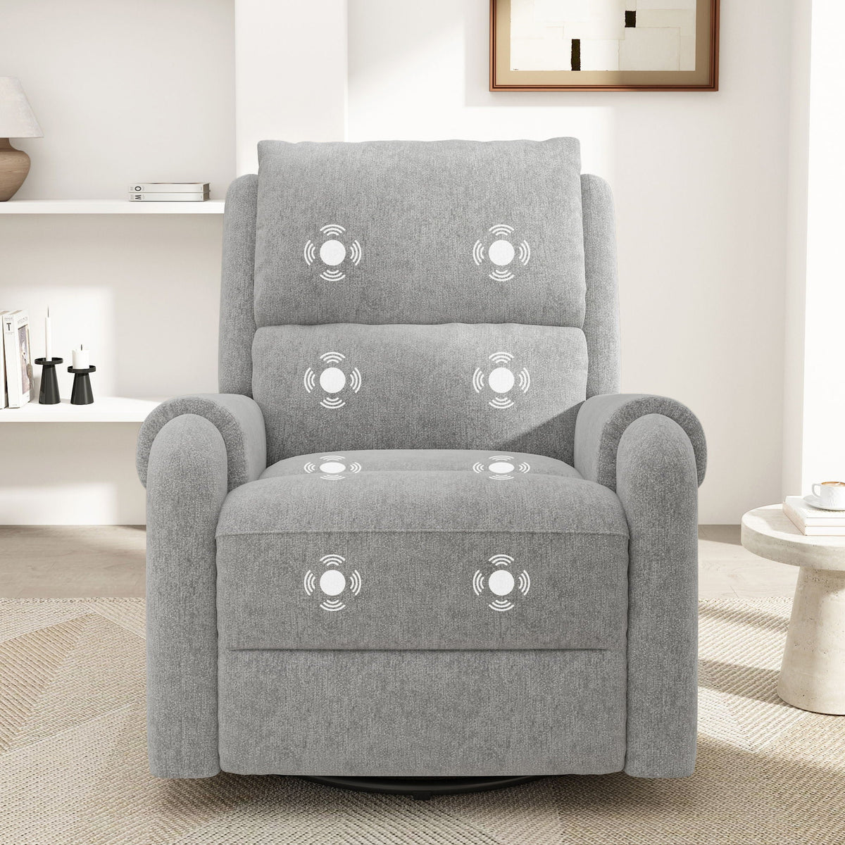 Manual Recliner Massage Chair With Swivel Rocker, 8 Massage Modes, Side Storage Pocket