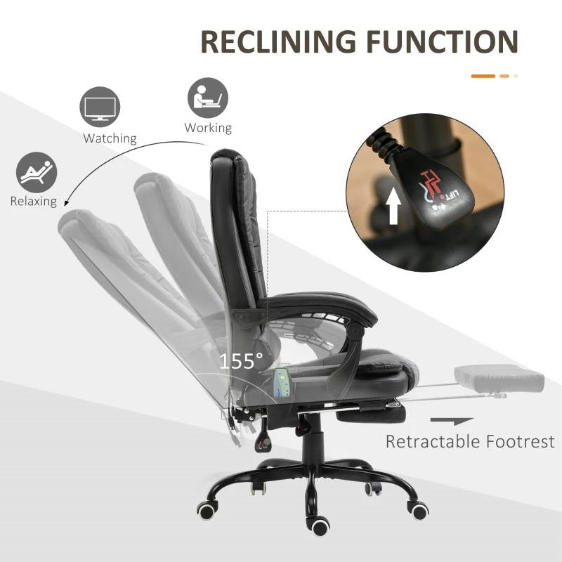 Black 7 Mode Vibrating High Back Executive Massage Adjustable Office Chair