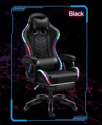 Computer PC Game Chair Gaming Pu Leather Silla Gamer Massage Racing Gaming Chair with Lights and Speakers